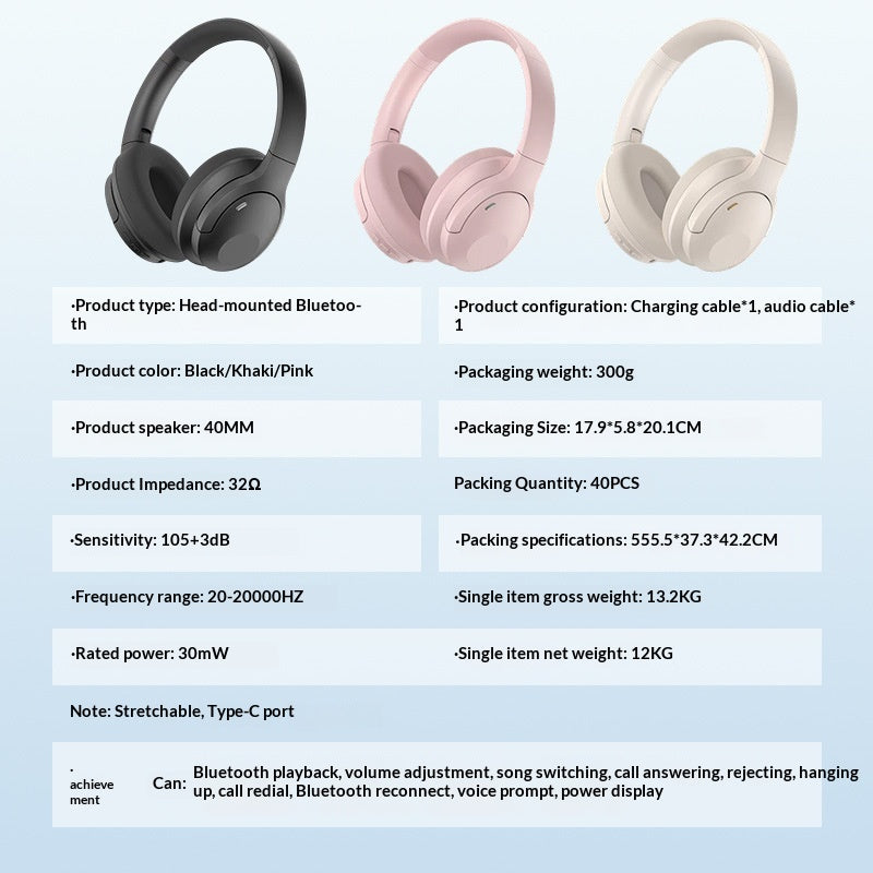 New ANC Active Noise-canceling Over-ear Headphones