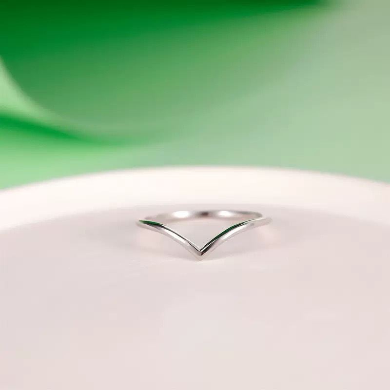 S925 Sterling Silver Light Luxury Japanese And Korean Style All-match V-shaped Female Ring