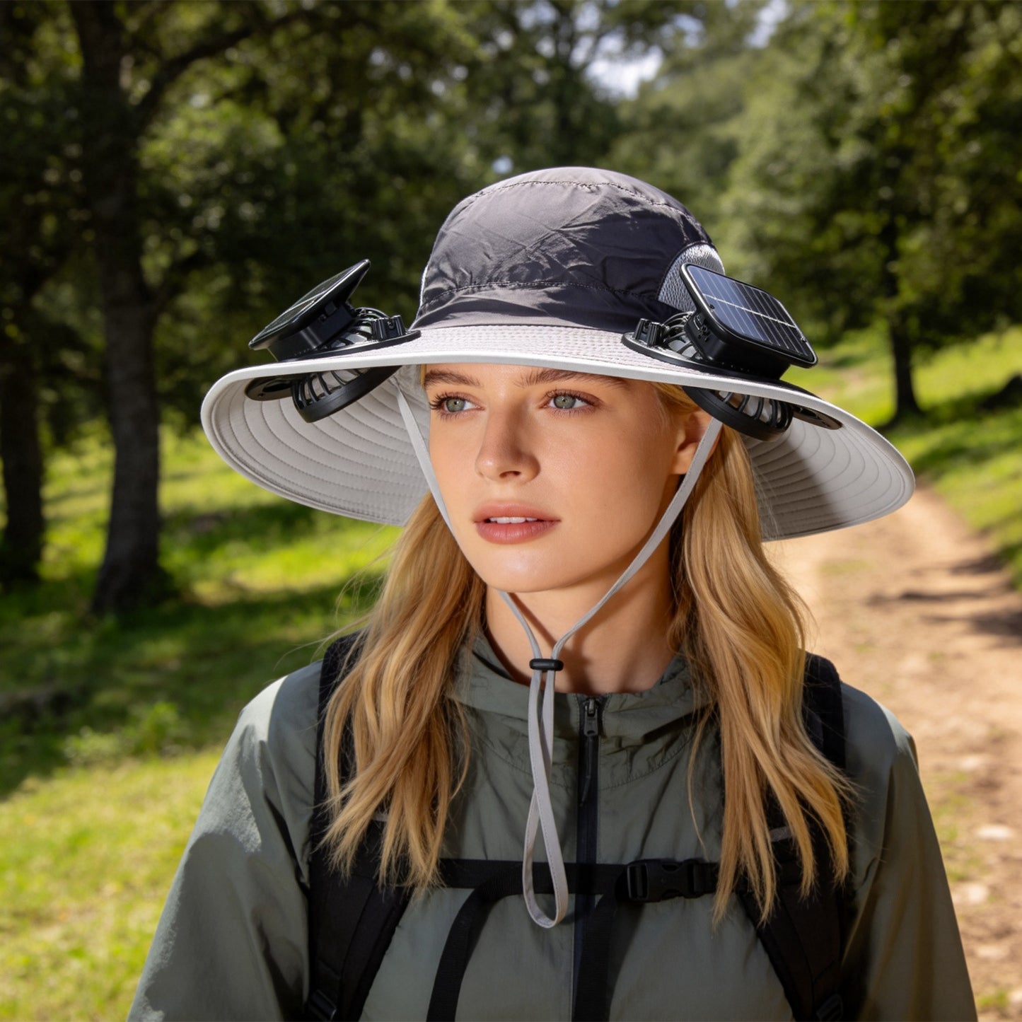 1Pc 2 In 1 Solar Fan Hat UPF50 Sun Hat With Fans Wide Brim Fishing Hat With Face Cover Neck Flap Solar USB Charging For Hiking Gardening Outdoor Work