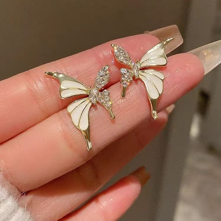 2026 Summer New Hot Luxury Liquid Butterfly Earrings, Niche High-End Elegant Retro Style Women Fashion Ear Jewelry
