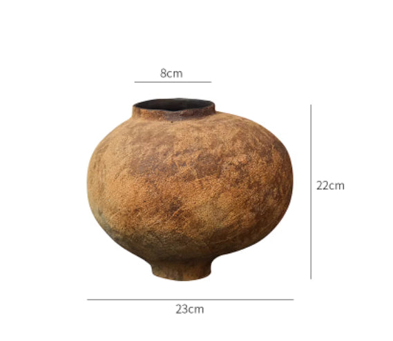 Ceramic Art Vase Zen-Wabi Sabi Japanese Decorative Piece Rustic Stoneware Tea Room Decoration