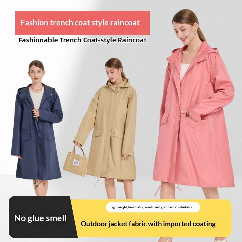 Korean-style Windproof Travel Raincoat For Women