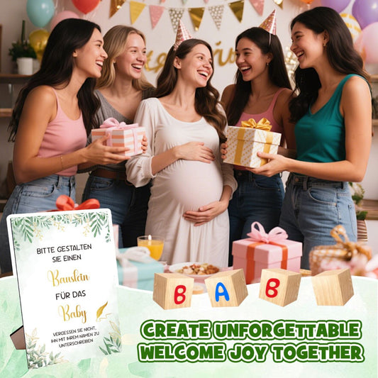 Handcrafted Memory Blocks Gift Set – An Alternative To A Baby Shower Guest Book, Featuring A Wooden Box, 52 Blocks, And 12 Acrylic Pens For Stylish Keepsakes And Nursery Decor