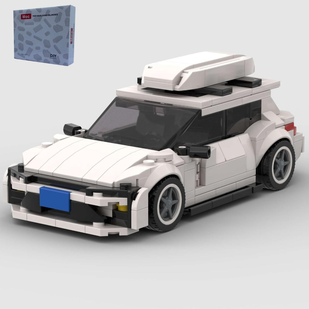 340PCS City Car White Hatchback Building Blocks With Roof Box, Modern Compact Wagon Car Toy Kit For Kids And Adults, Collectible Car Gift