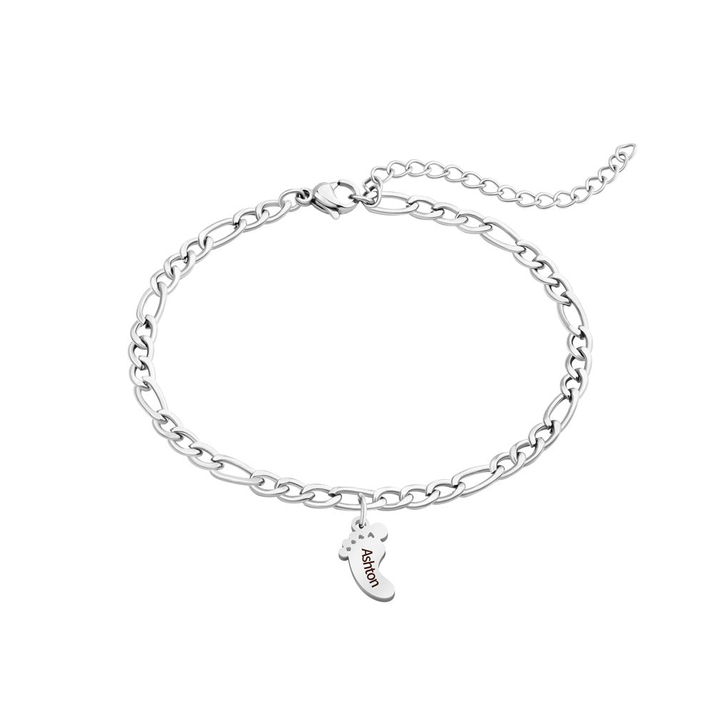 Amazon's New Cross-border Stainless Steel Foot Engraved Bracelet