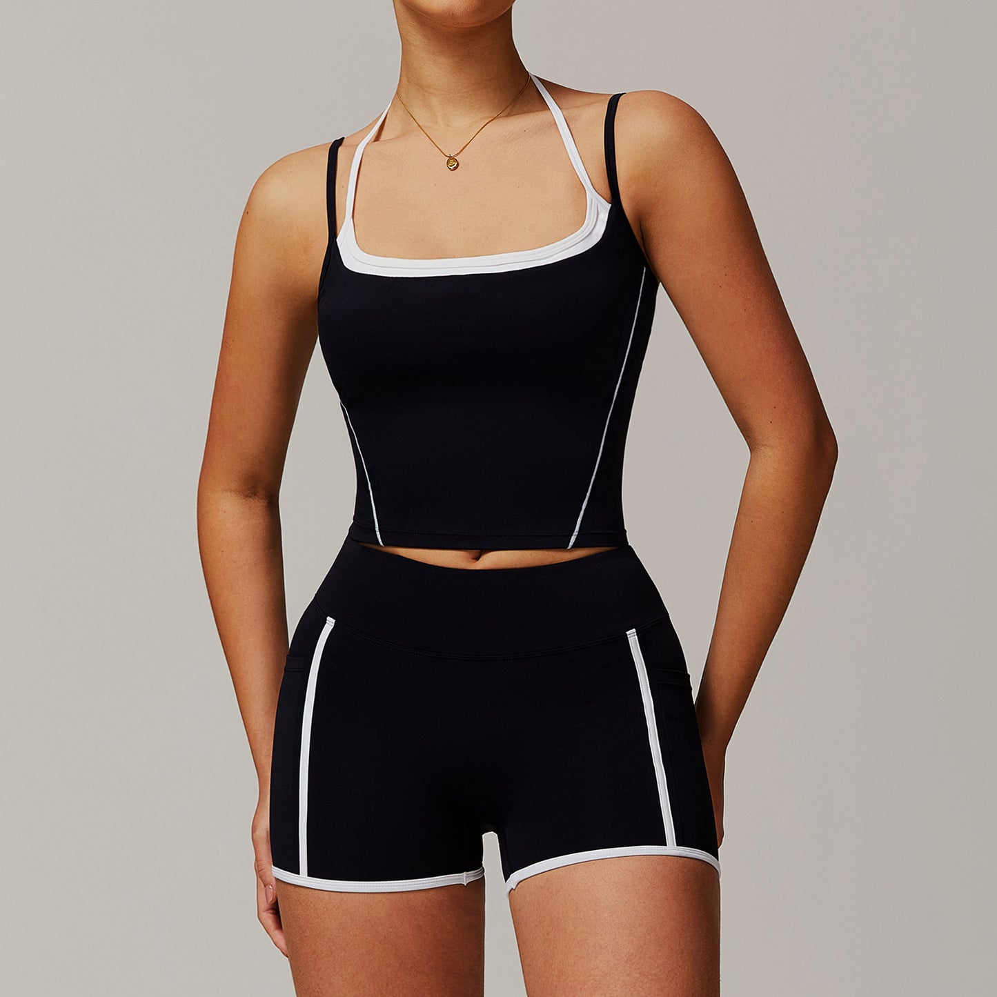 Casual All-match Fitness Fake Two-piece Halter Beauty Back Yoga Suit