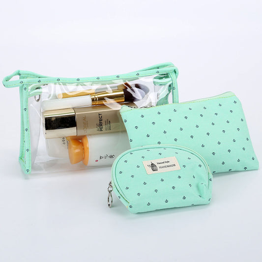 Transparent Three-piece Cosmetic Bag Travel Makeup Bag Set