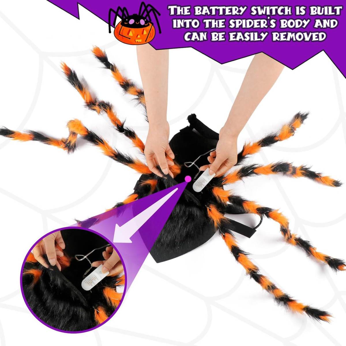 Halloween Luminescent Spider Decorative Pet Dress Up Props Kitten Big Dog Dress Up Costume