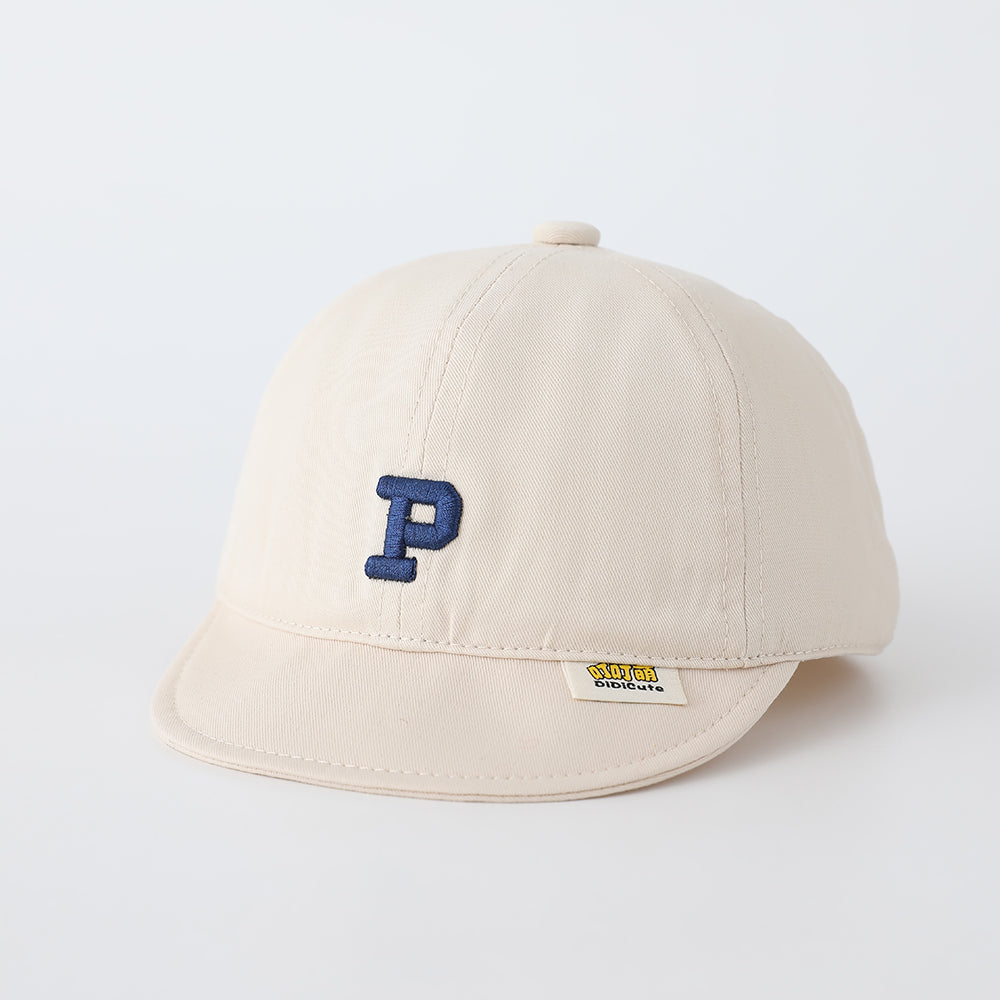 Children's Solid-color Letter P Three-dimensional Embroidered Adjustable Simple And Trendy Soft-brim Baseball Cap Suitable For Outdoor Outings