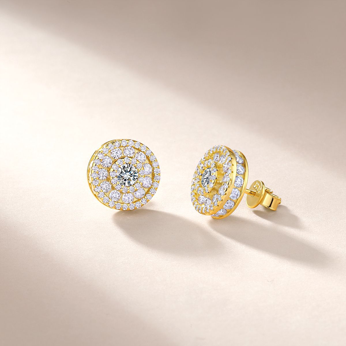 S925 Sterling Silver Round Halo Stud Earrings, 4mm D-VVS1 Moissanite, Platinum Plated 4.7g Women's Jewelry With Gift Box