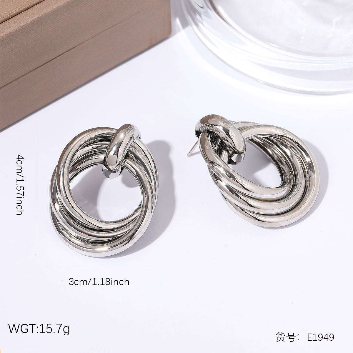 Chic Gold Tone Titanium Steel Jewelry, Niche Light Luxury High Fashion Long Lasting Stainless Steel Women Earrings