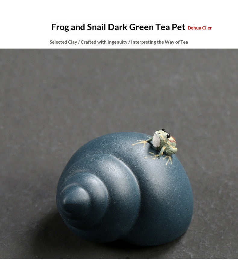 Round Spray Water Snail Frog Pure Handmade Yixing Clay Tea Pet Ornament