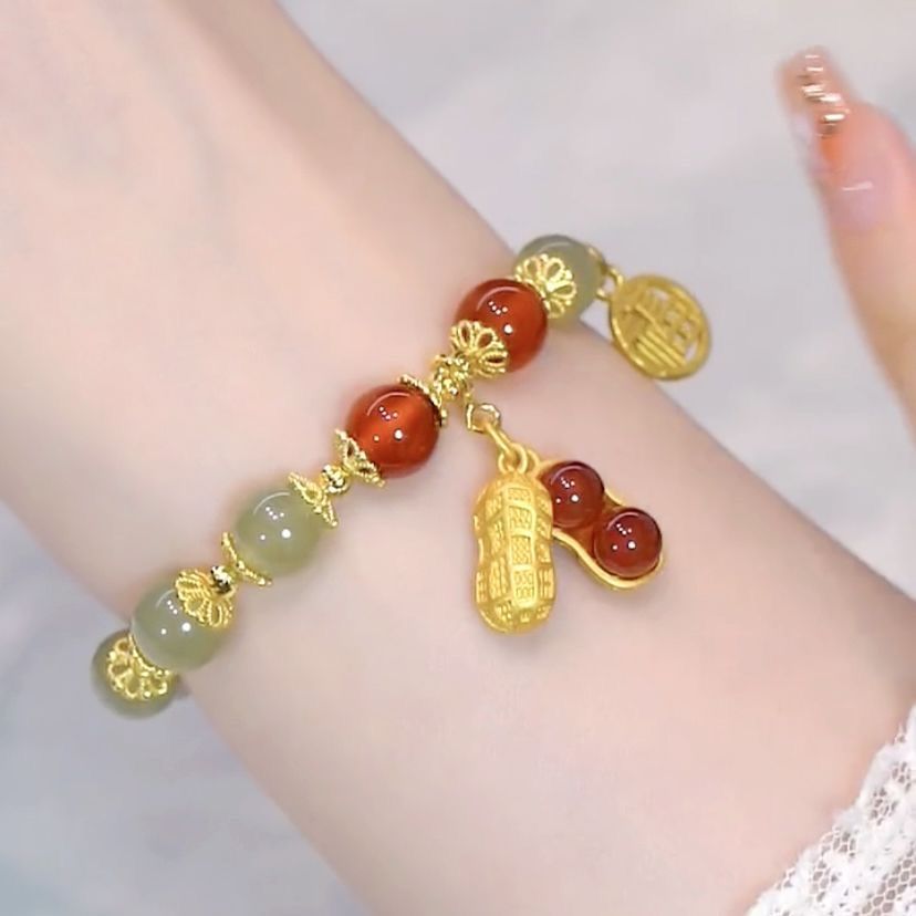 Douyin's Same Good Thing Peanut Fu Brand Bracelet Ins Niche Design Elegant Retro Versatile Bracelet Best Friend Gift