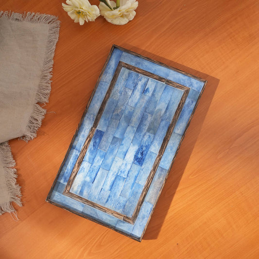 Ribaldi Handmade Bone Inlaid Wooden Tray Decor & Serving Tray - 12X7.25X0.8