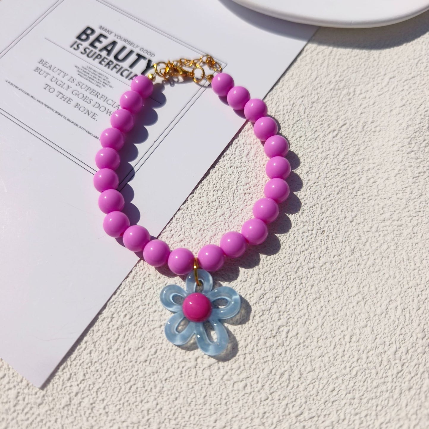 Dopamine Flower Pearl Pet Necklace