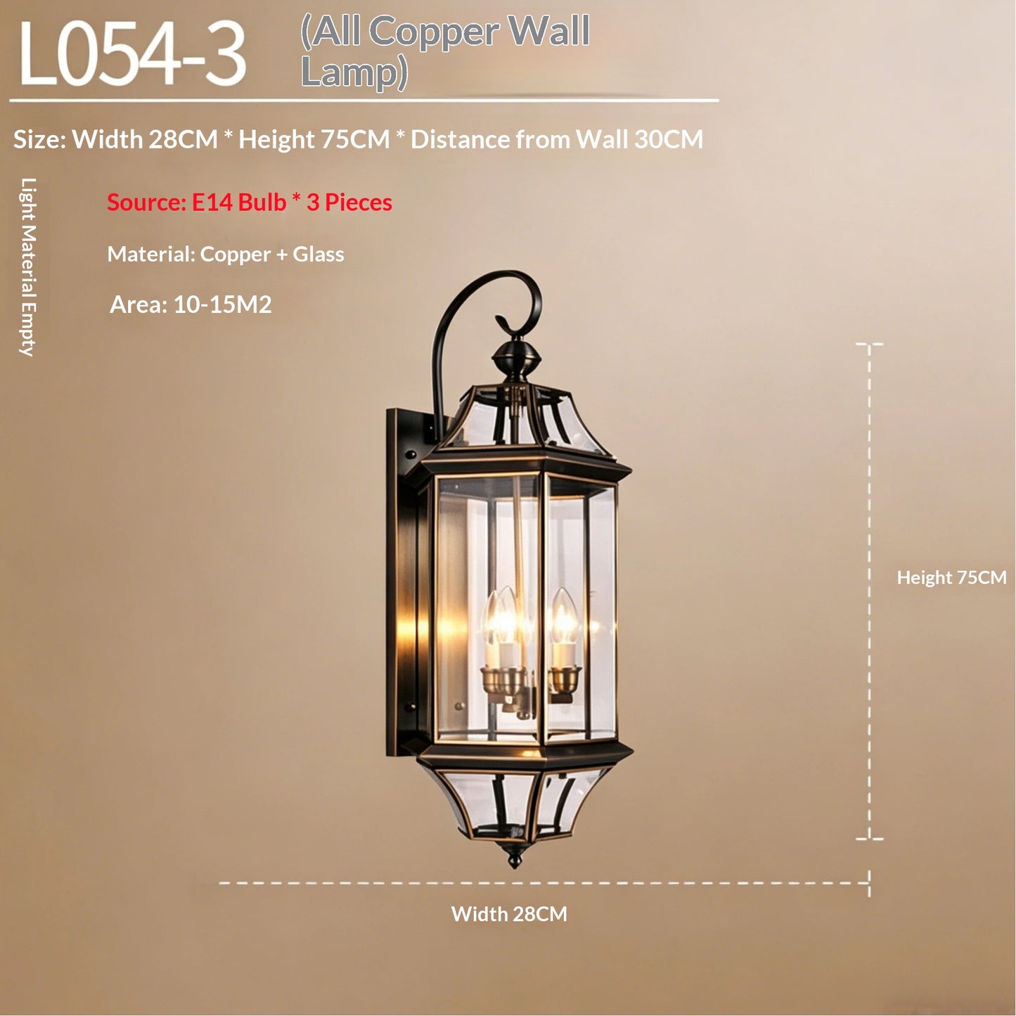 Nordic-style Fashionable All-copper Wall Lamp Outdoor Waterproof Wall Light