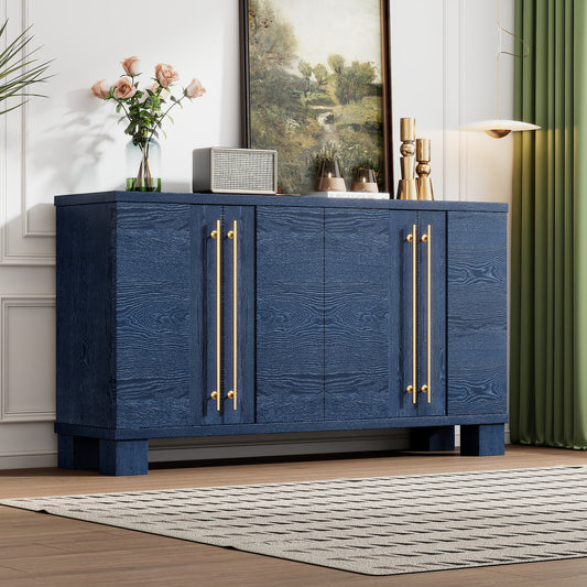 TREXM Sideboard Buffet Cabinet With Storage  Wood Sideboard With Adjustable Shelves And Gold Handles For Kitchen  Dining Room And Living Room  Antique Navy