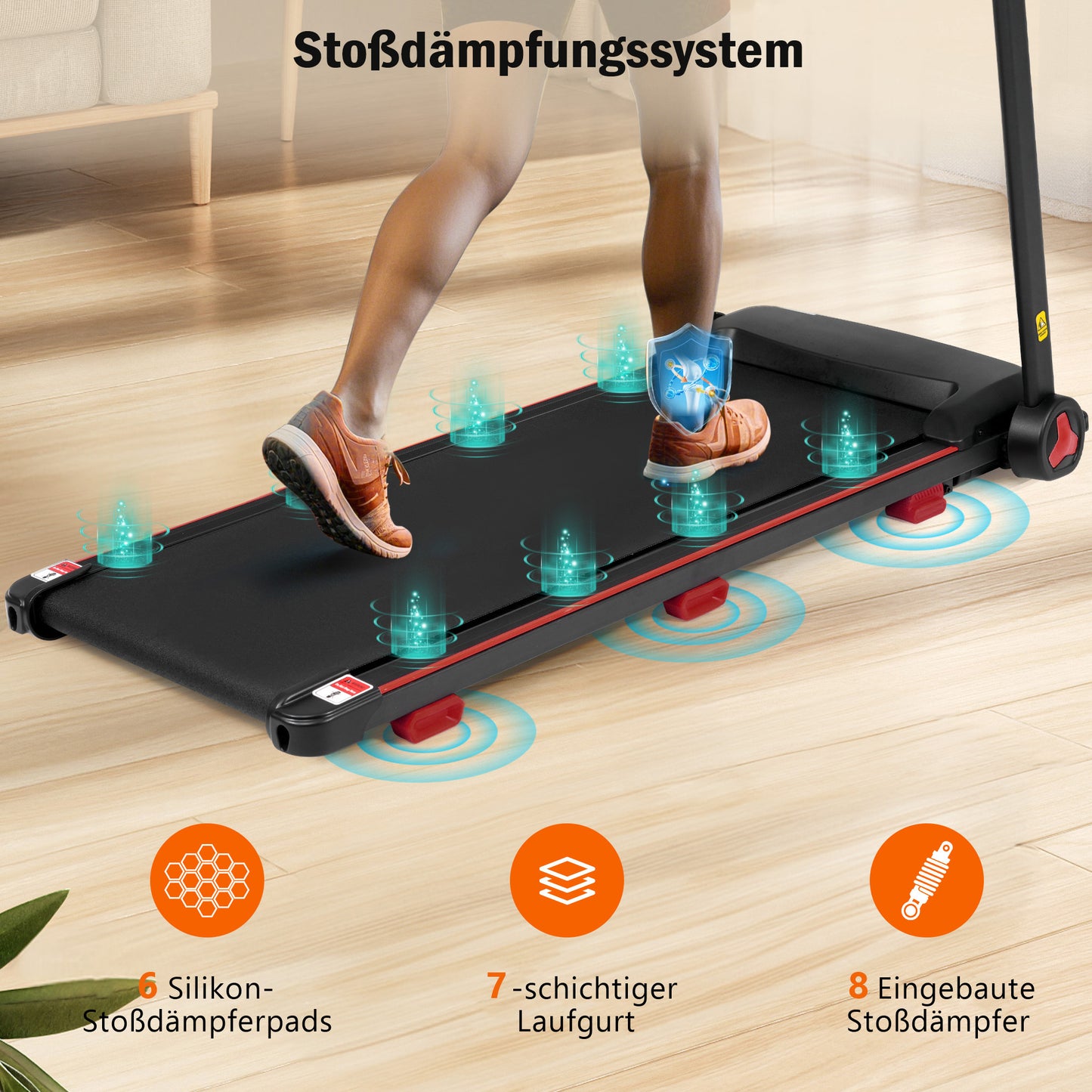 Treadmill For Home, Treadmill Foldable With Incline 8 , Treadmills Quiet Up To 14km H With Large Running Surface, 3.0 HP Treadmill For Home With LED Display & Bluetooth, Max Load 120KG