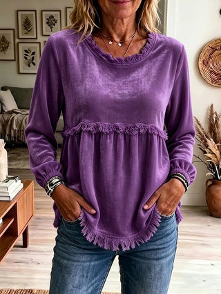 Casual Fashion Loose Top With Lace Splicing For Women