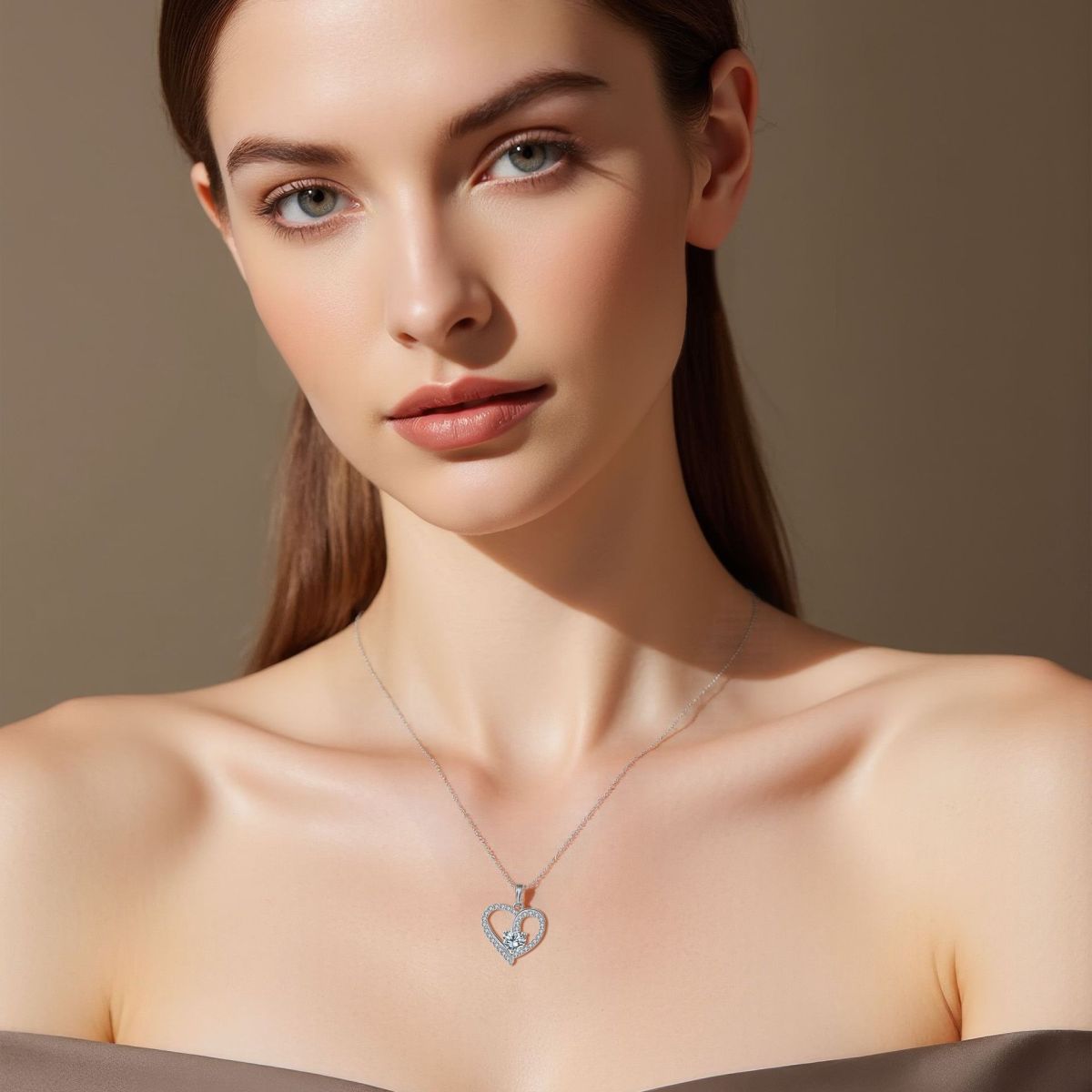Bright Heart Heart-shaped Necklace Women's High Sense Elegant Accessories