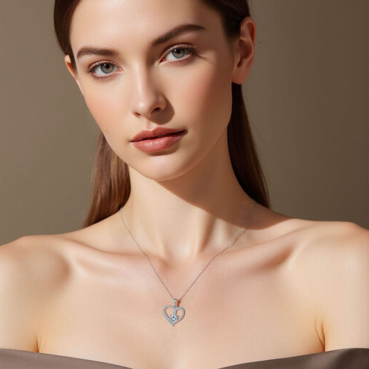 Bright Heart Heart-shaped Necklace Women's High Sense Elegant Accessories