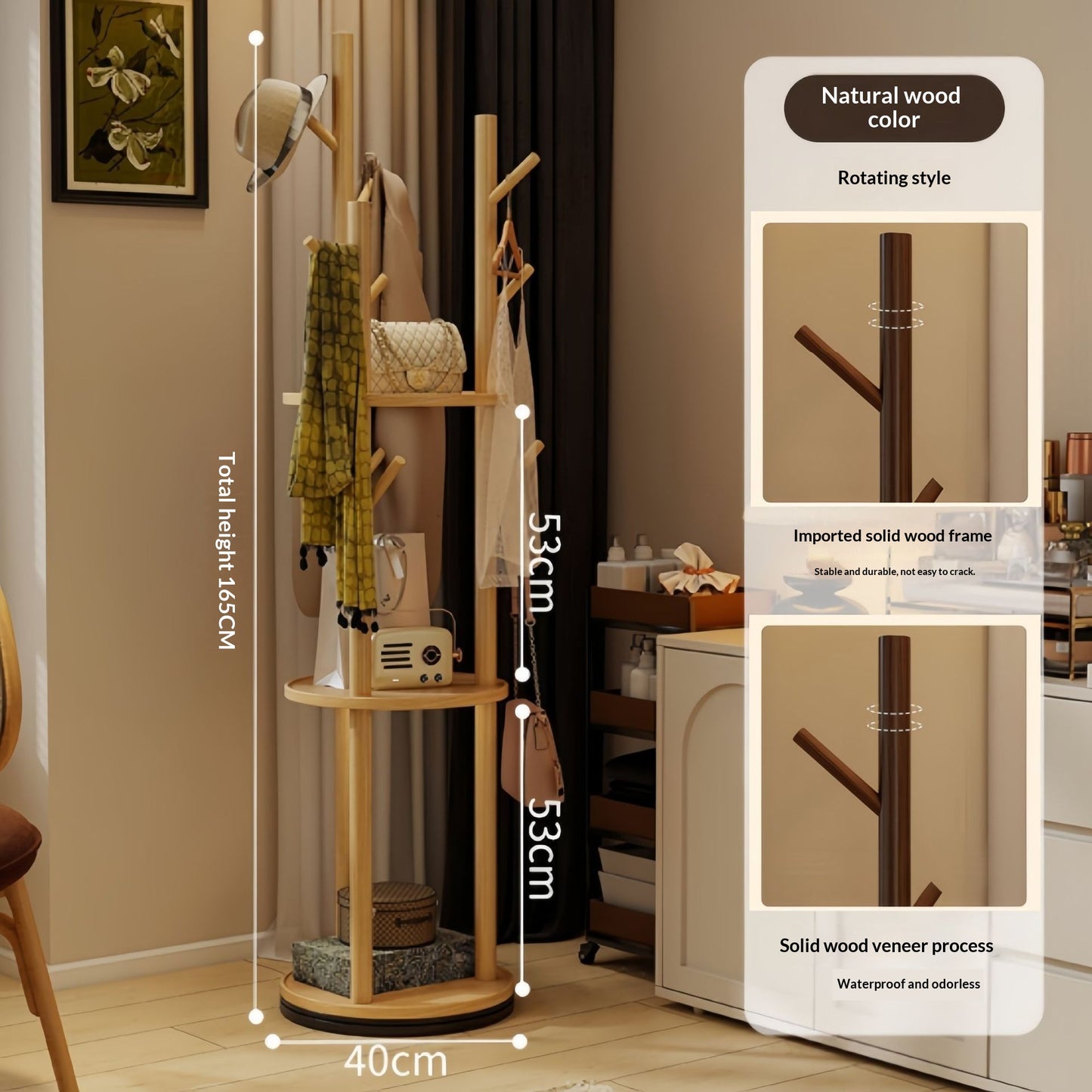 Simple Rotating Coat And Hat Rack For Home Use