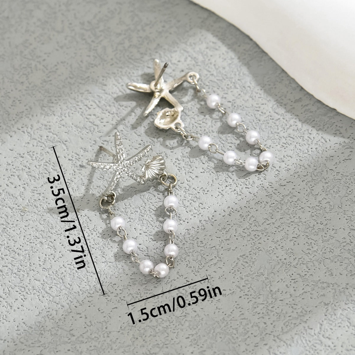Sweet Dainty Korean Style Earrings For Women, Niche Star Shell String Pearl Design Stud Earrings, Elegant Versatile Premium Ear Jewelry