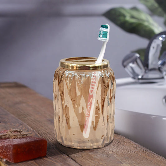 Toothbrush Holder Compact Multi Slot Holder For Toothbrushes, Razors & Makeup Accessories  Amber Finish