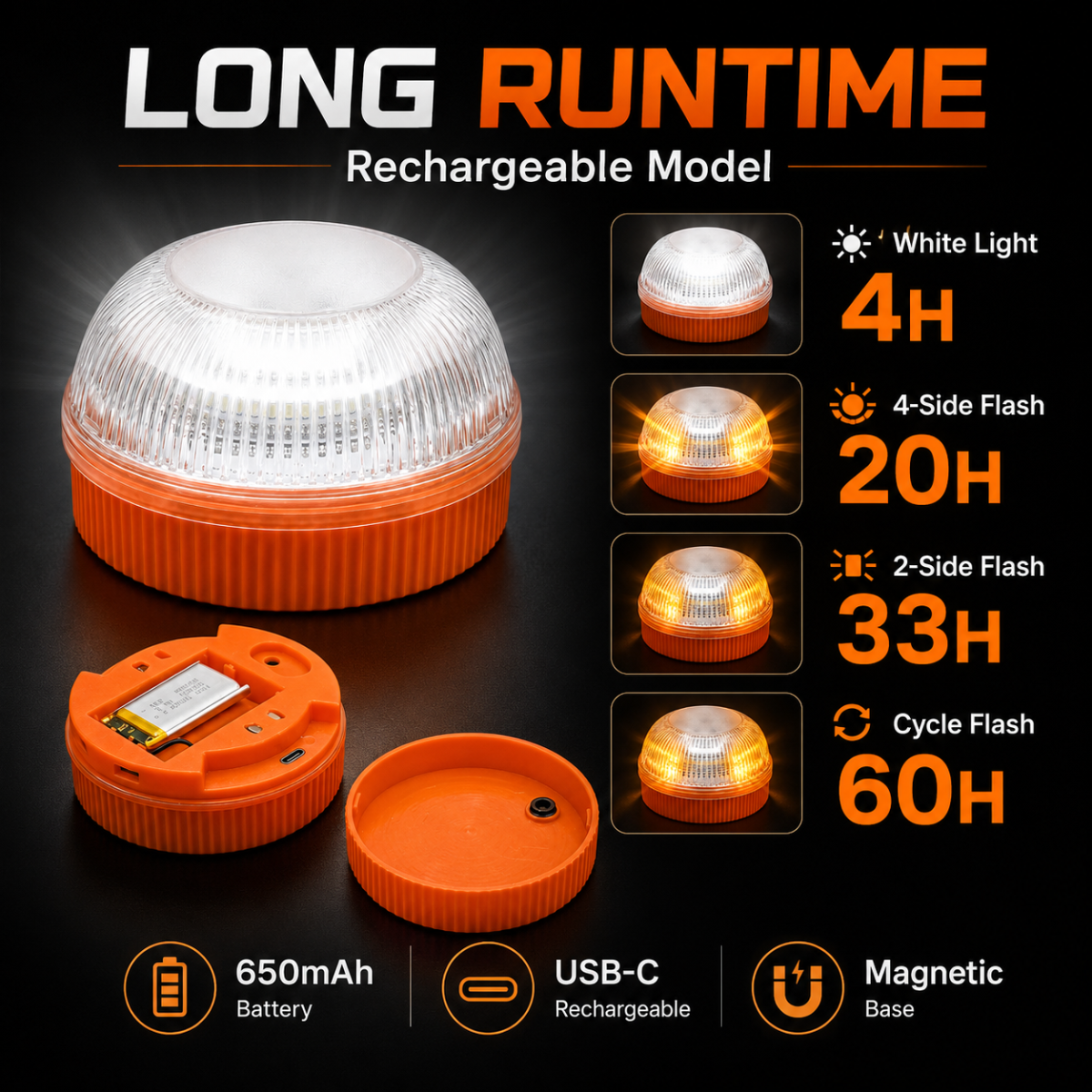 HB 329C LED Warning Light Rechargeable Roadside Emergency Safety Lamp OEM Car Accessories Road Flare