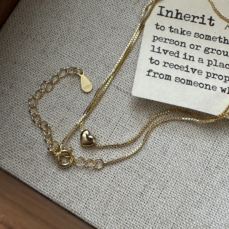 S925 Sterling Silver Korean-Style Niche Design Mini Heart Clavicle Necklace