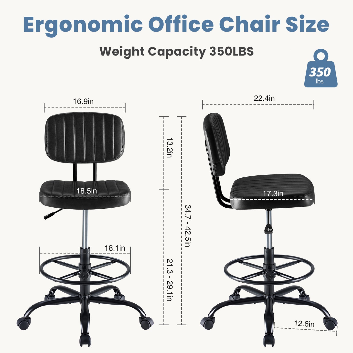 A Small Office Chair With A Low Back Support, A Height-adjustable Work Chair, And Equipped With 360-degree Rotating Wheels