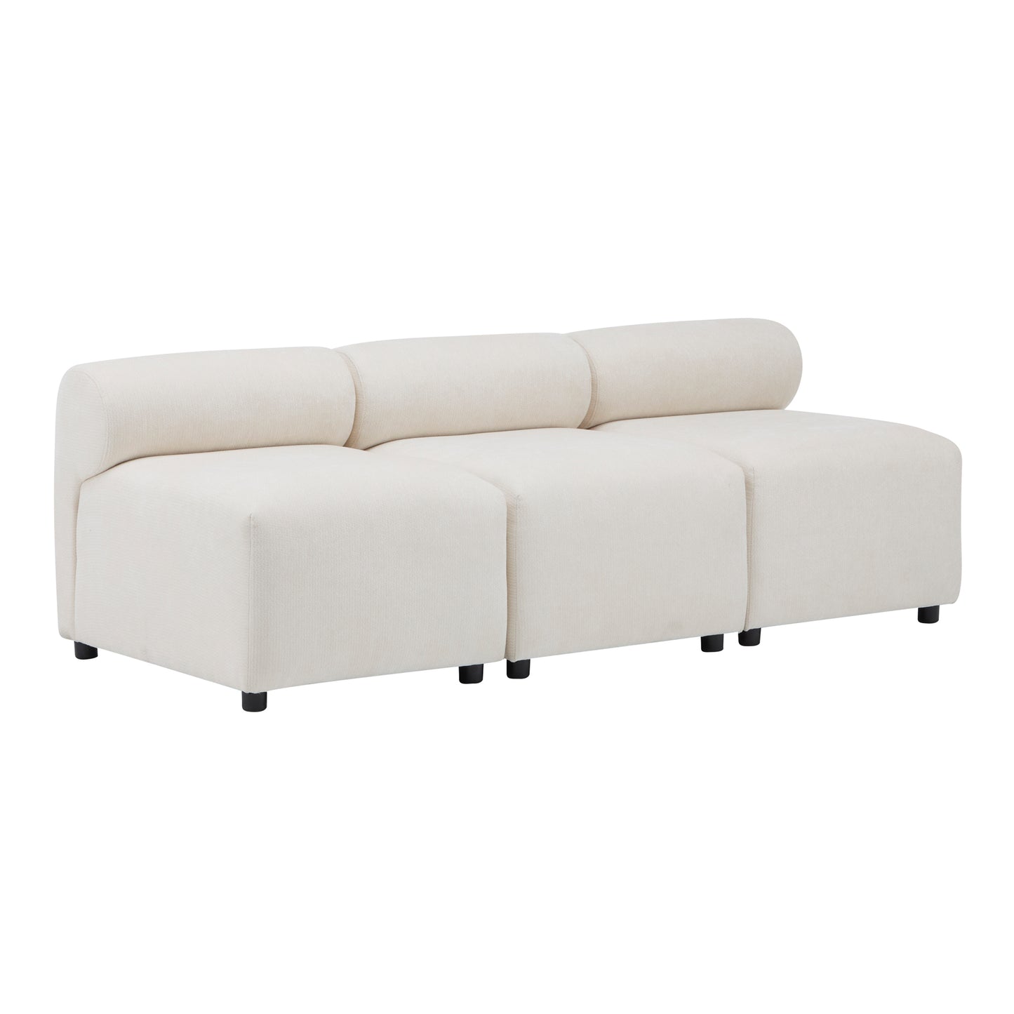 Evelyn 78 In.Armless 3-Piece 3 Seater Modular Couch Sectional Chenille Sofa For Living Rooms,Bedrooms,Apartment Office