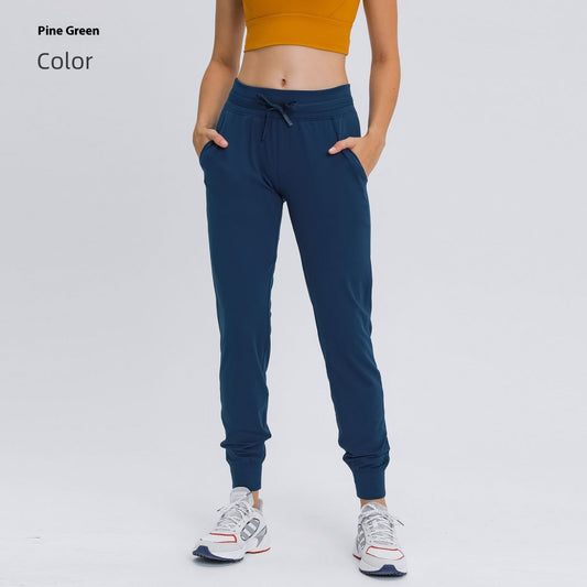 High Waist Yoga Pants Women's Drawstring Quick-drying Elastic Running Fitness