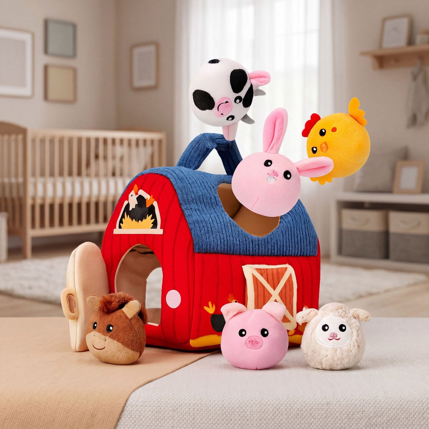 Dowmoo Mini Farm Dolls Parent-Child Early Education Role-Playing Toys Cute Animal Figurines Scene Decorations