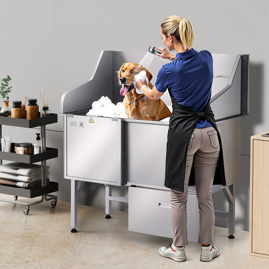 50 Inch Dog Grooming Bath Tub Stainless Steel W Ramp Faucet Left Door