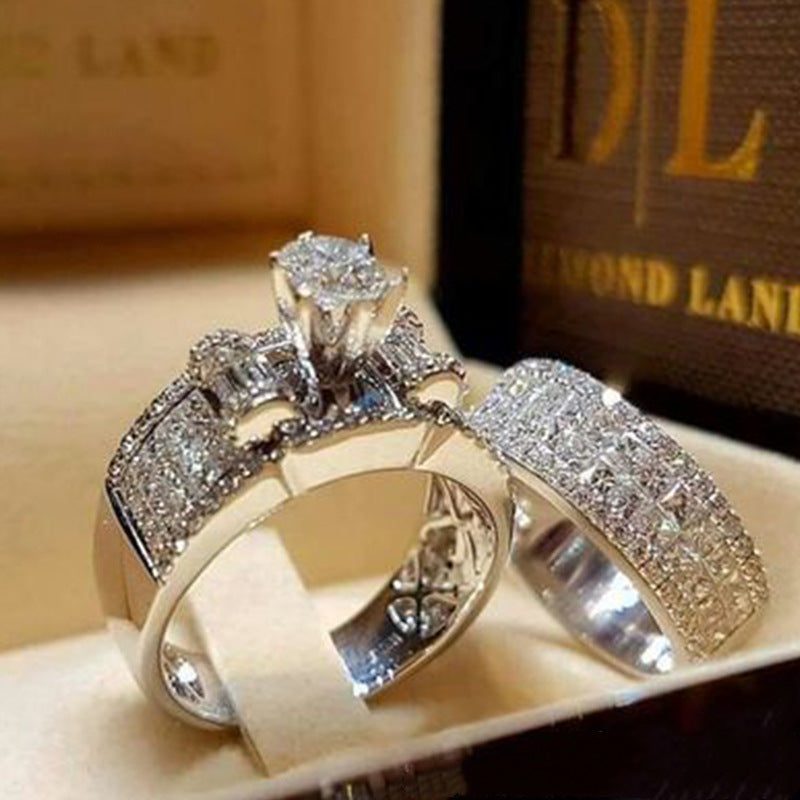 Temu New Eight-Claw Super Flash Zircon Ring Women's Eternal Wedding Ring European And American Cross-Border Accessories Ring Ring