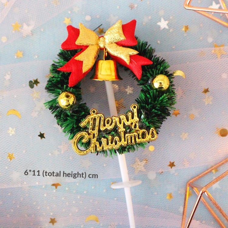 Christmas Cake Decoration Grass Ring Leaf Insert Christmas Dessert Table Decor Item