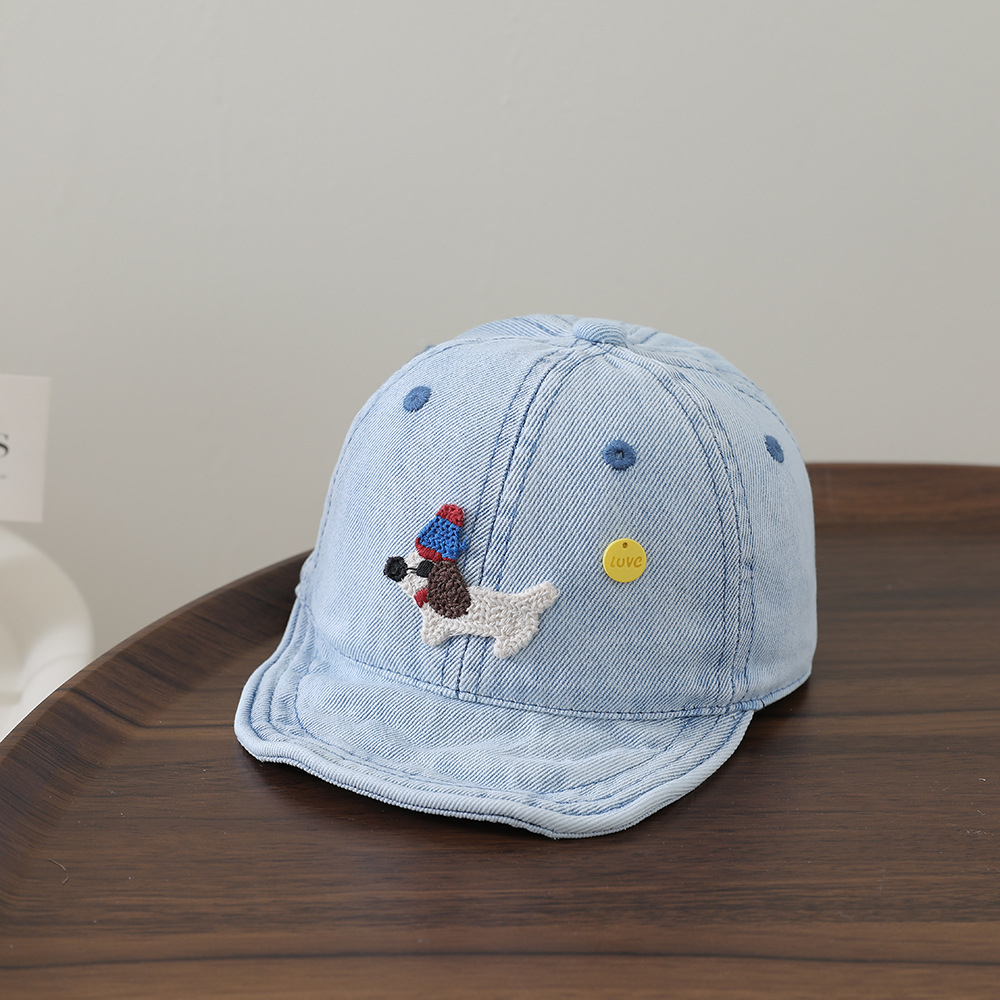 Korean-style Fashionable Cartoon Embroidered Puppy Soft-brimmed Hat, Lightweight And Breathable Children's Hat