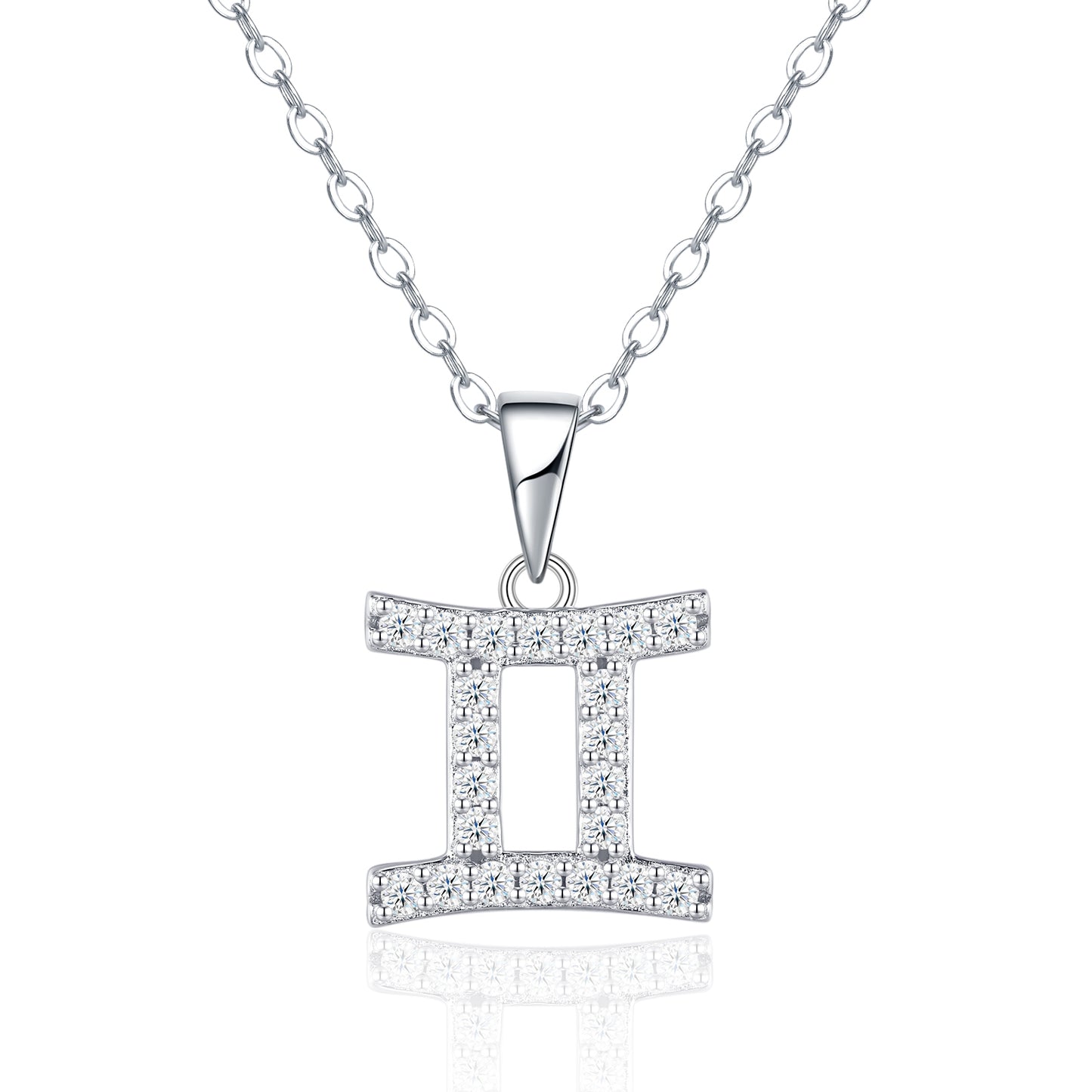 S925 Sterling Silver Gemini Necklace For Women  D Color VVS1 Moissanite Zodiac Pendant, 3.4g Platinum Plated Astrology Jewelry With GRA Certificate, Perfect Birthday & Anniversary Gift Box Set For He