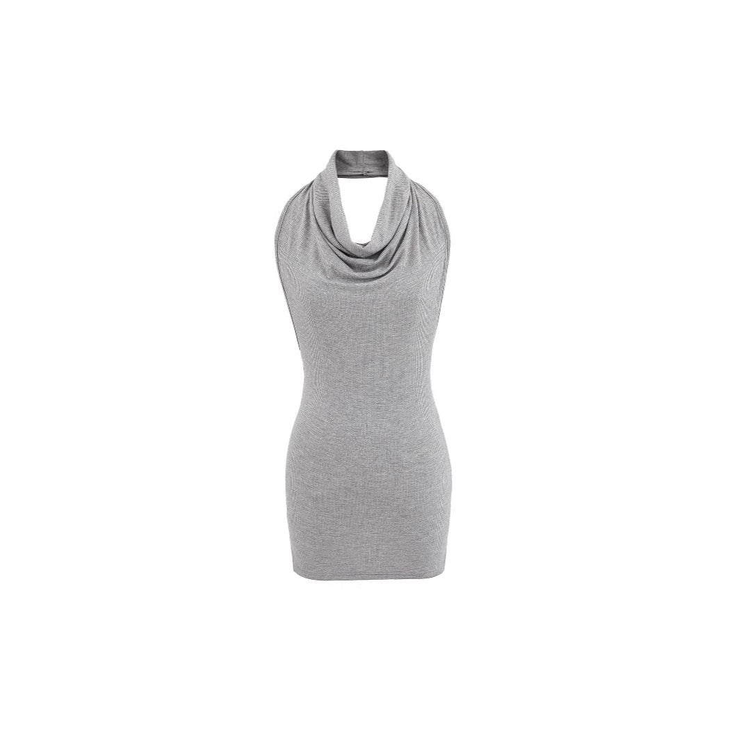 Korean-style Slim-fit Boat Neck Tencel Plain Top
