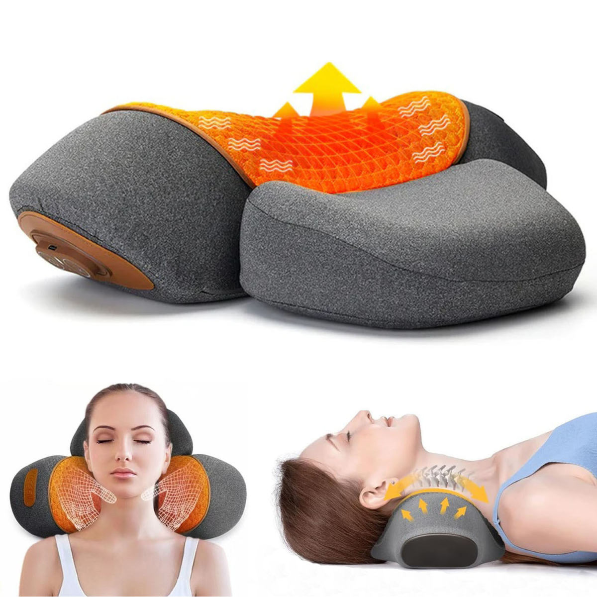 Vibrating, Heated, And Traction Neck Massage Pillow