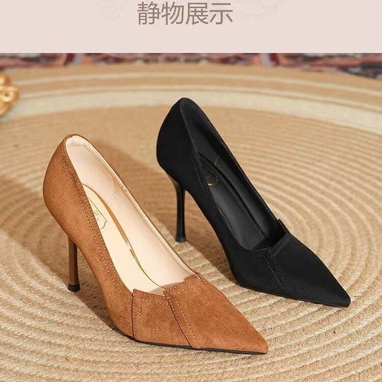 2026 Autumn New French Style High Heels For Women, Pointed Toe Black Pumps, Shallow Mouth Formal Office Career Dress Shoes
