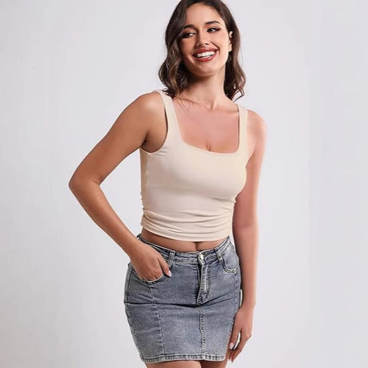 Square Collar Beauty Back Outer Wear Inner Wear Sleeveless Sling