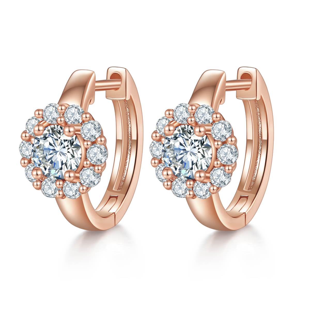 S925 Sterling Silver 5mm Moissanite Hoop Earrings  16mm Halo Huggie Hoops With GRA Certificate, Platinum Plated Jewelry Gift Box Set For Women
