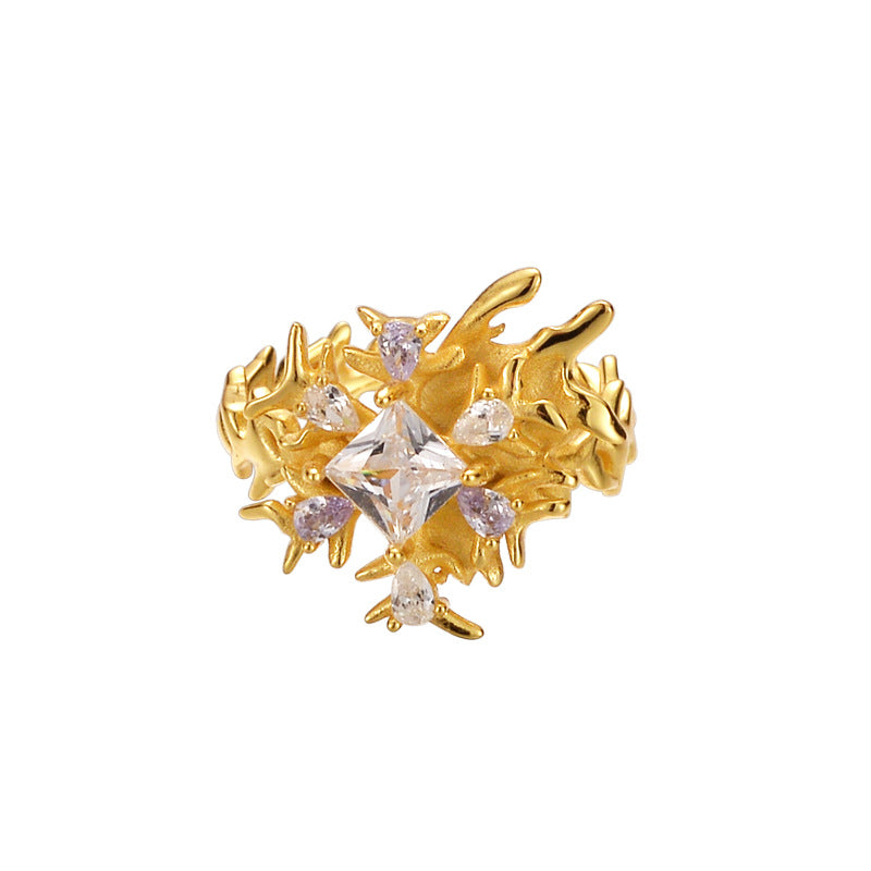 Korean-style Snowflake Zircon Ring For Women