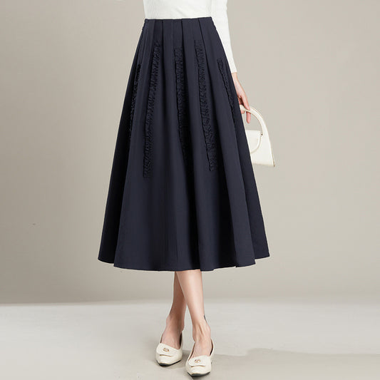 New Commuter Skirt Figure-flattering Black Fashion Pleated Maxi A-line Dress