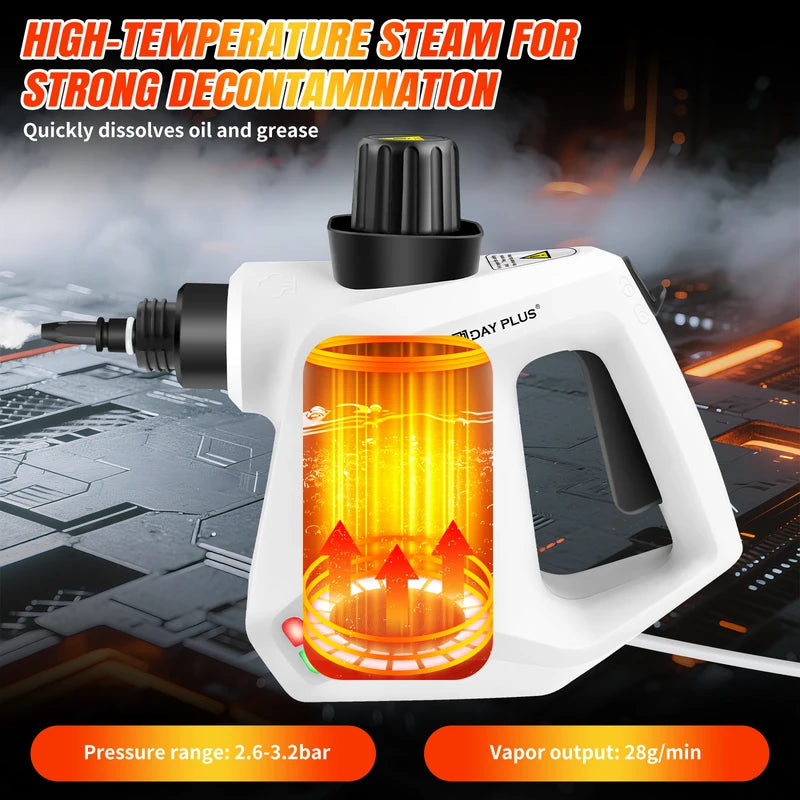 Handheld Steam Cleaner 1000W 400ml for Home, Office, Car, Cleans Couch, Floor, Tile, Window, and Removes Stubborn Dirt & Dust