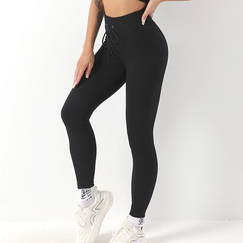 Women's Fashion High Waist Rib Knit Yoga Pants