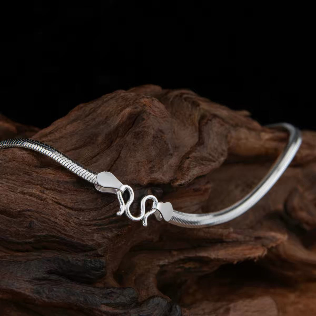1pcs 999 Sterling Silver Flat Snake Chain Necklace, Minimalist Chic Style, For Daily Office Wear & Casual Outfits