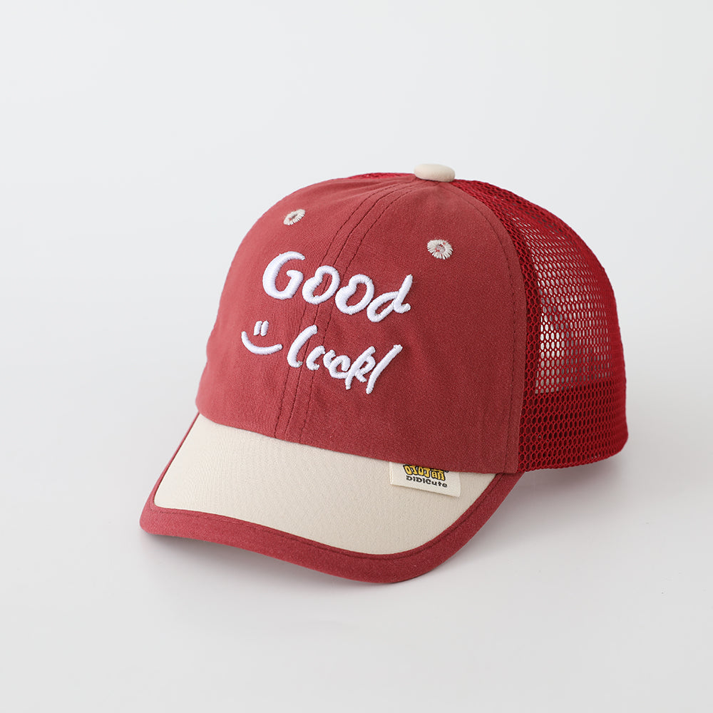 New Children's Multi-color Mesh Breathable Patchwork Baseball Cap With Fun English Embroidery, Korean-style Casual Style Sun Hat